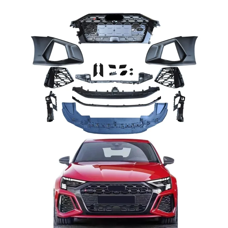 Auto Modification Body Kits for  A3 Front Bumper Assy Upgrade To RS3 Tuning Parts PP Material with Grille 2020-2022