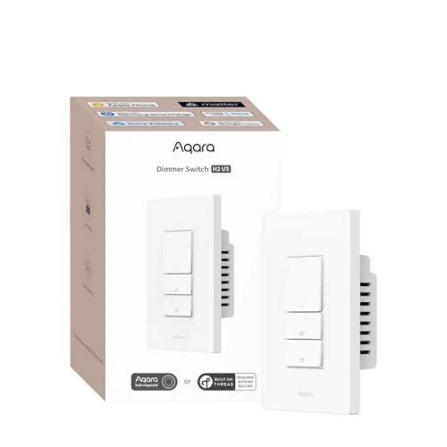 A Smart Dimmer Switch H22-in-1 Neutral Thread/Zigbee Support Silent On/Off Dimmer Light Switch for Incandescent Halogen Dimmabl
