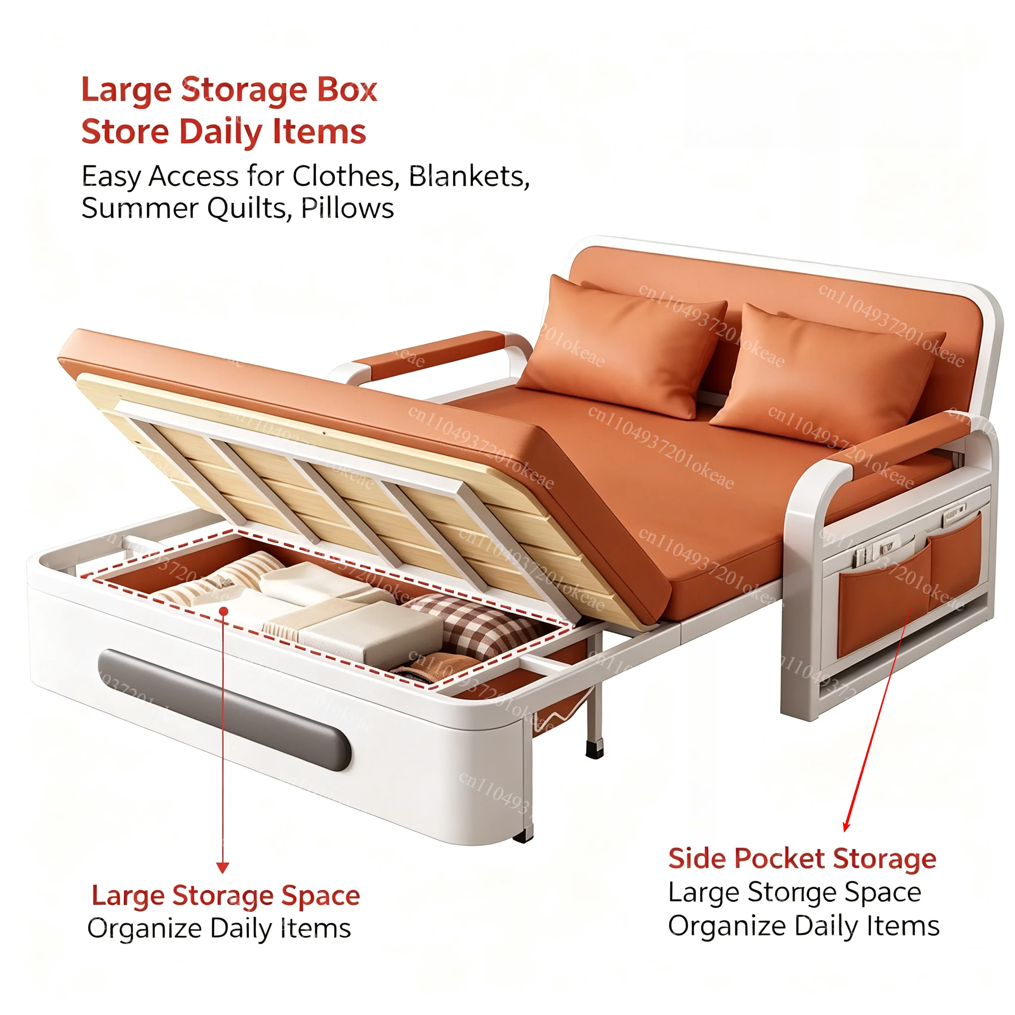 Multifunctional Convertible Sofa Bed, 2-in-1 Pull Out Extendable Integrated Couch Bed for Living Room