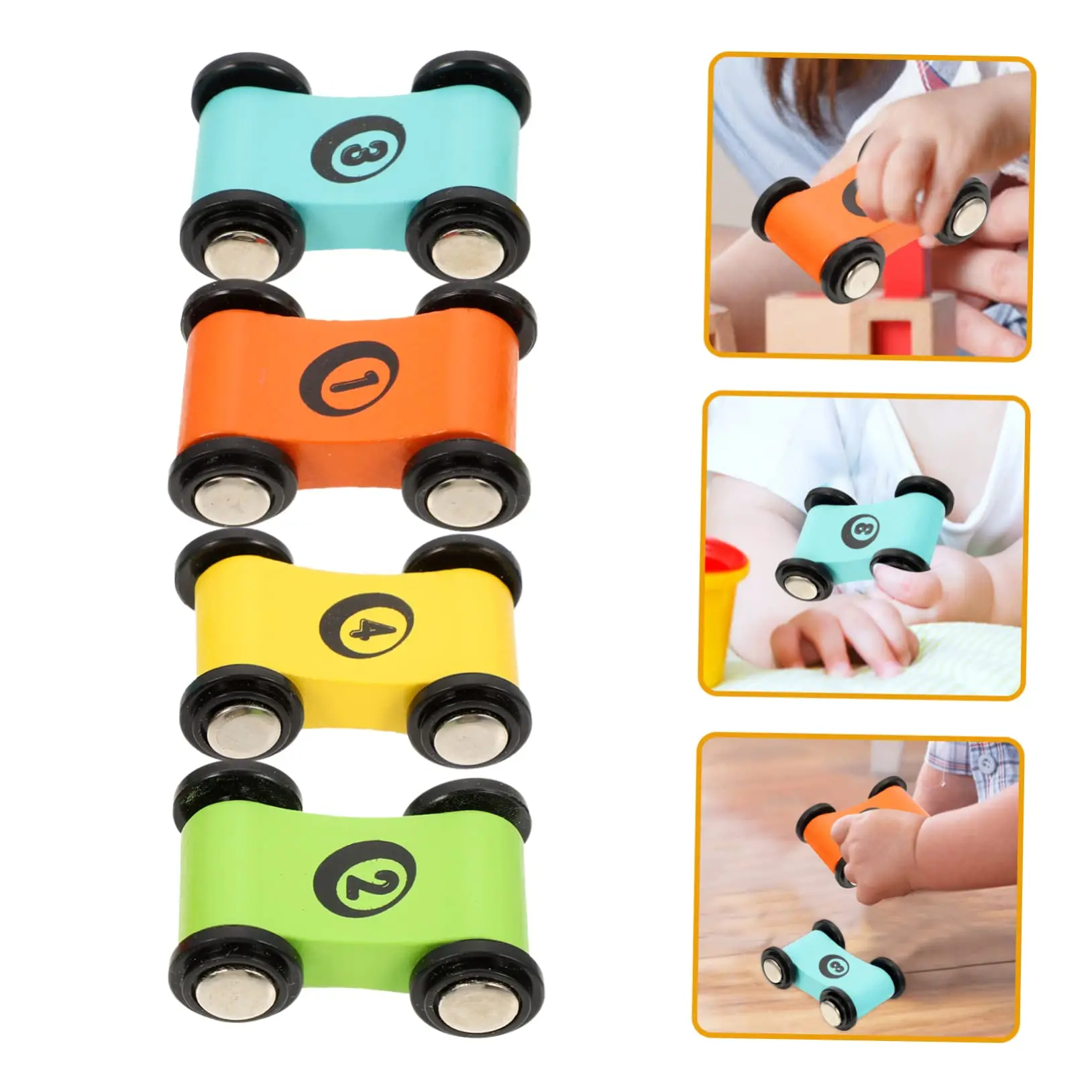 1/4 Stuks Mini Houten Zweefvliegen Auto Speelgoed Oprit Race Mini Slide Track Auto Games Vervanging Auto Kleurrijke leuke Model Voertuig Speelgoed Voor Jongen