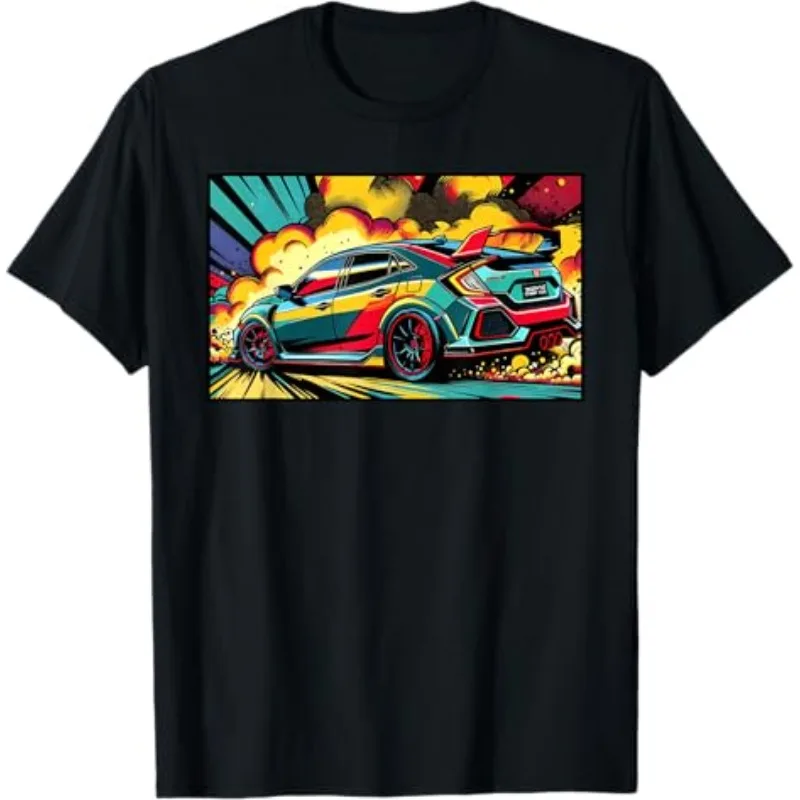 

Honda Men's and Women's T-Shirt Summer Civic Type R Car Motorcycle Car Riding Off-Road Short Sleeve Racing Enthusiast Top