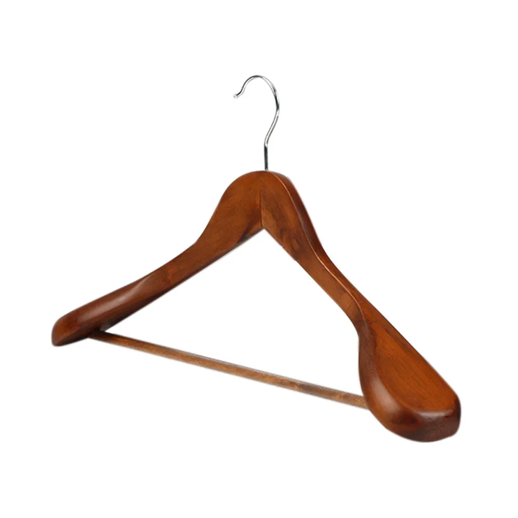 1pcs High Quality High-Grade Wide Shoulder Wooden Coat Hangers - Solid Wood Suit Shoulder Hotel Hanger Closet Home Smooth Store