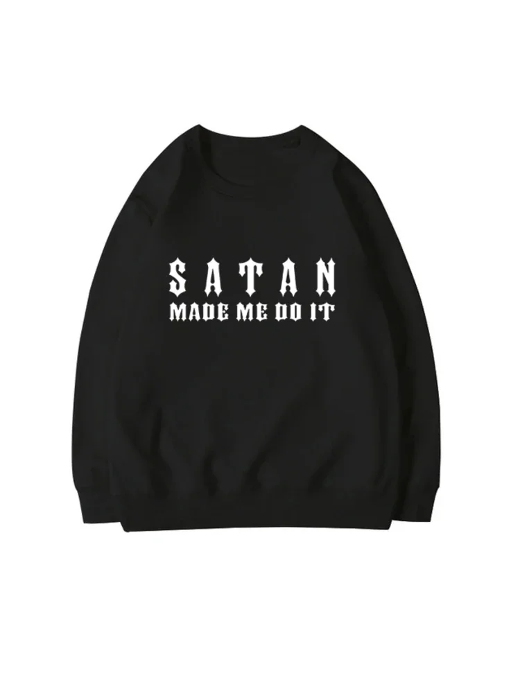 Lässige lose Hoodies Satan hat mich dazu gebracht gotische schwarze Frauen Mode Langarm Harajuku Kapuze Pullover Tops