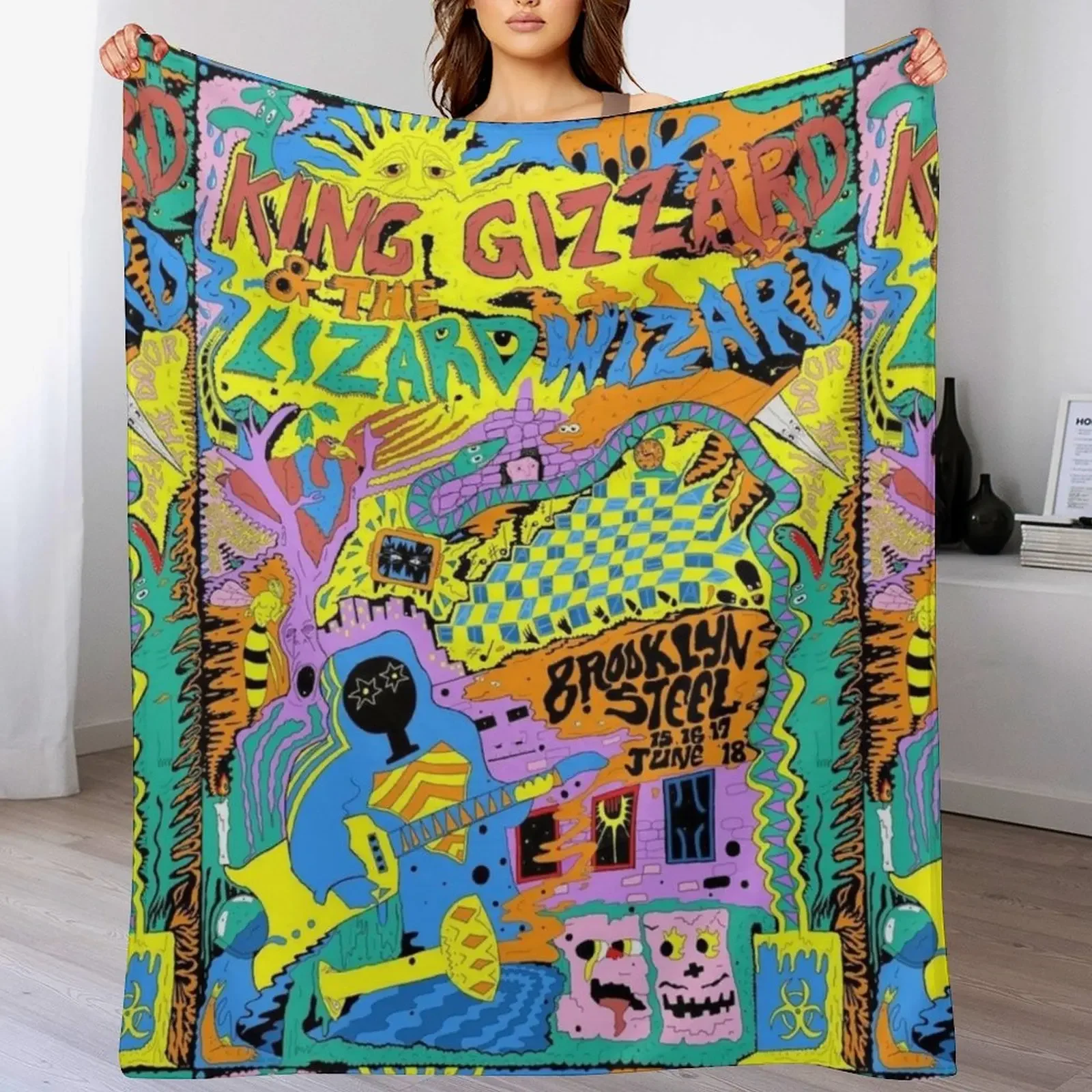 

King Gizzard and the Lizard Wizard Brooklyn Steel Art Throw Blanket Kid'S cosplay anime Bed linens Blankets