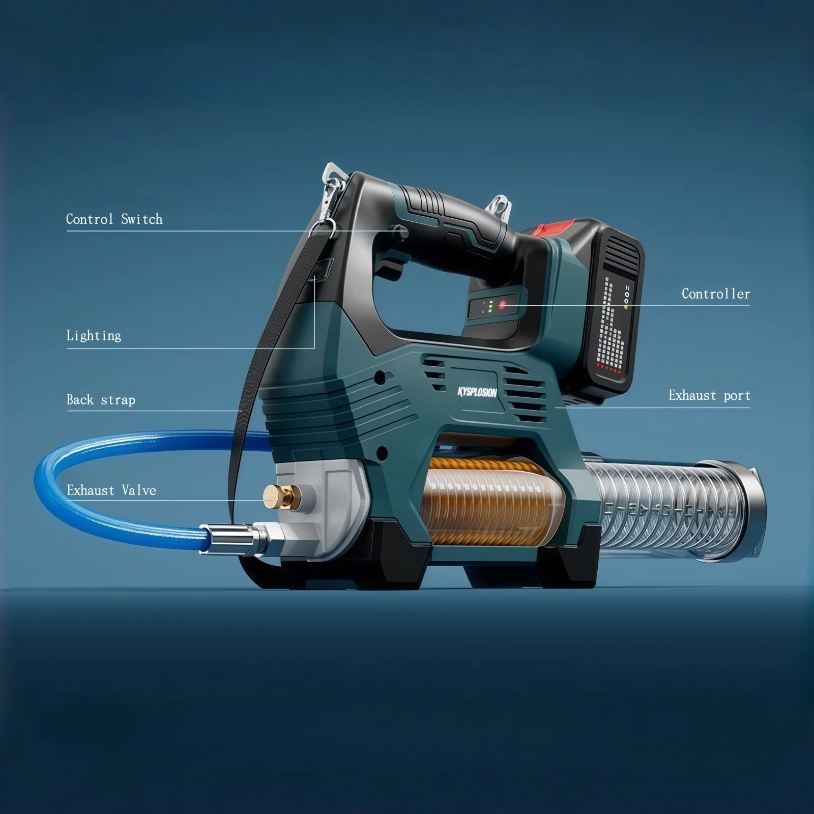 Kys Cordless Brushless 3-Speeds High Pressure Electric Grease Gun for Makita 18V battery powered Excavator Specific Grease Gun