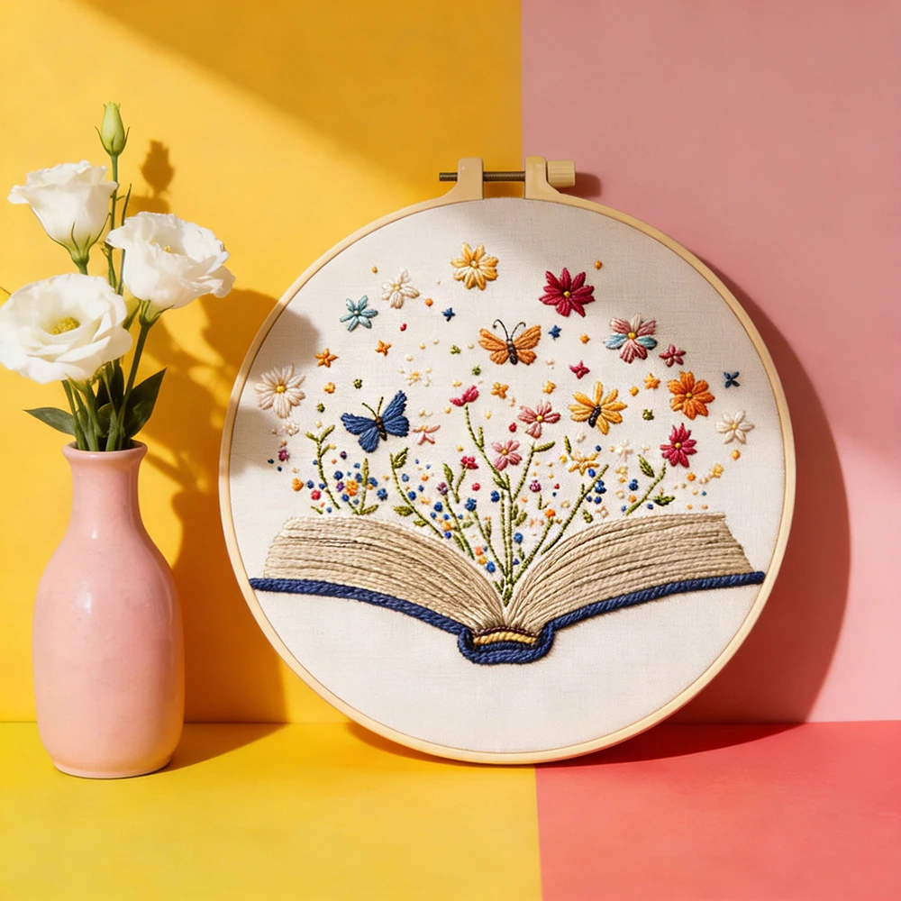 Stickerei-Blumen DIY Kreuzstich-Sets Buch Kunstwerk Nähzubehör Perfekte Geschenkidee Komplettes Handarbeitsset Heimdekoration