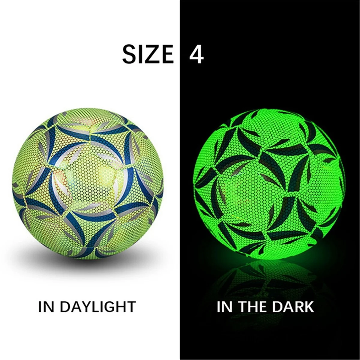 

L71ALuminous Size 4 Soccer Ball, Dazzling Glow in the Dark Training and Game Ball, Long-Lasting Brightness