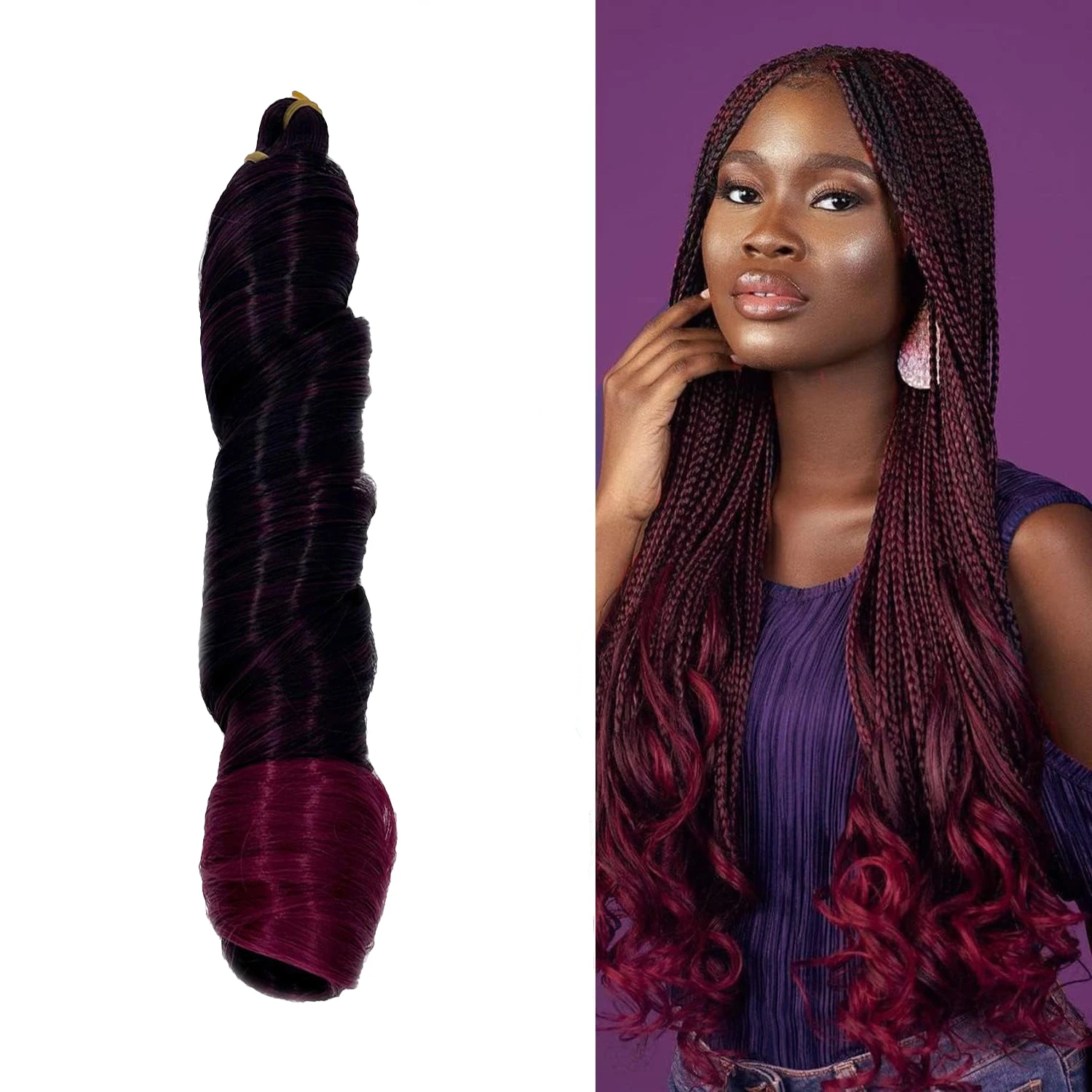 French Curls Braiding Hair Extensions Synthetic Hair Loose Wave Spiral Curl Braids High Temperature Ombre Pre-stretched Hair