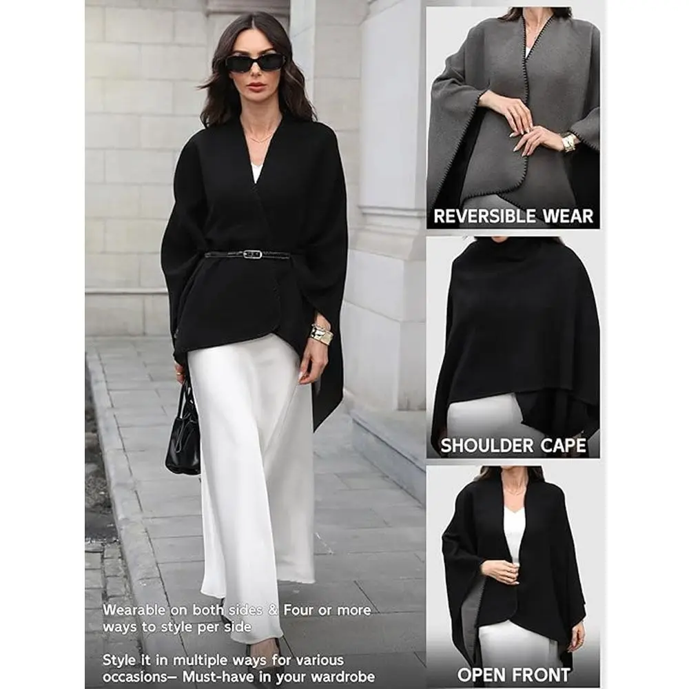 

Креативный подарок: теплая пашмина, повседневная двусторонняя вязаная шаль, толстое теплое пончо, толстый топ на плечи для осени и зимы