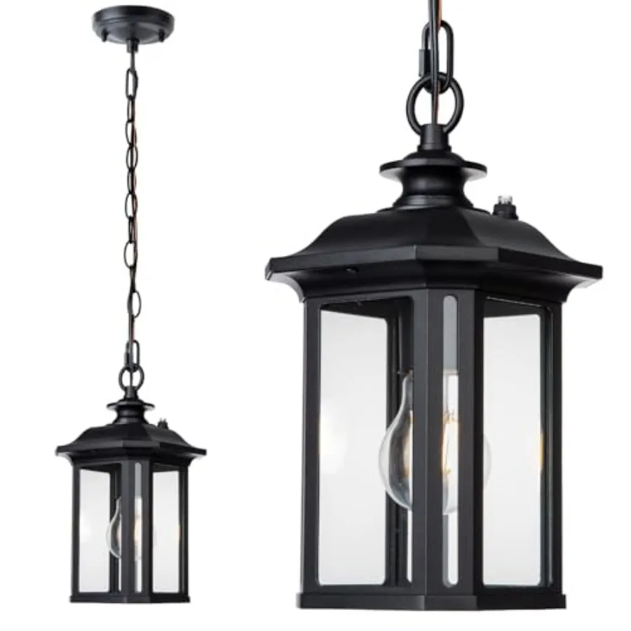 

Outdoor Pendant Lighting, Large Exterior Hanging Lantern Light Fixture, Classic Black Outdoor Chandelier, Outside Ceiling Mount