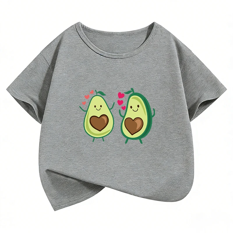 T-shirt Kawaii Avocado T Shirts Short Sleeve Funny Manga Kids Children's T-shirt Boys Girls Casual Top Tee Summer