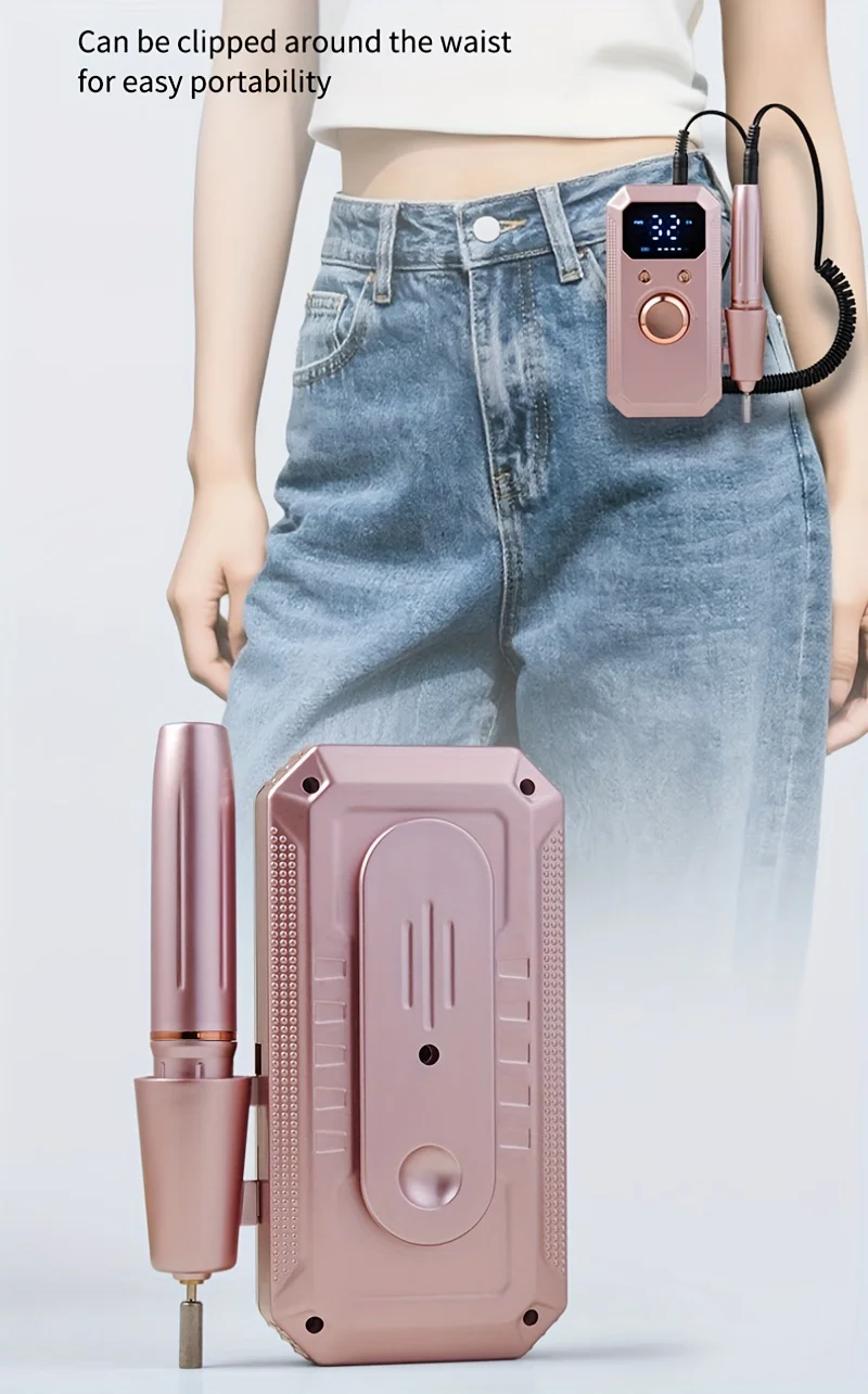 Rechargeable Electric Nail Drill Machine, Professional Nail Polisher with 11 Nail Drill Bits & 20 Sanding Bands, High Speed Manicure Tool for Salon & Home Use, Perfect Gift for Women