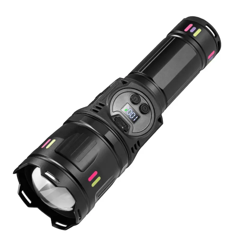 Ultra Long Endurance Laser Outdoor Flashlight, Super Bright Telescopic Zoom Portable Rechargeable Tactical Flashlight