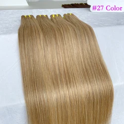 10A # 27 # Extensiones de cabello humano liso rubio miel de 30 colores, 16-24 pulgadas, 100% extensiones de cabello humano sin procesar, tejido para mujeres