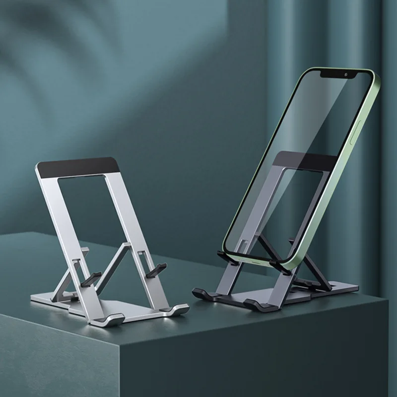 Adjustable Lazy Phone Stand for Desk, Newest Aluminum Alloy Foldable Cell Phone Holder for IPhone and IPad