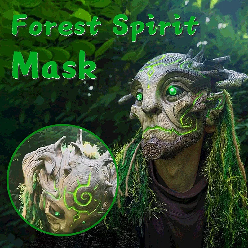 Dryad LED Cosplay Latex Mask Halloween Funny Full Face Mask Cyberpunk LED Elf Mask for Men Masquerade Cool Glow Mascara Carnaval