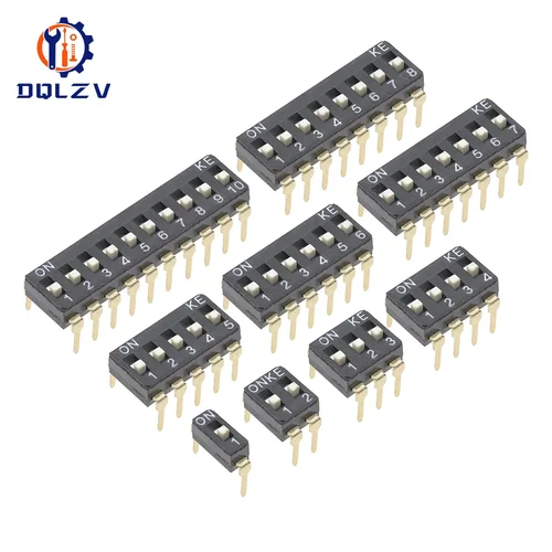 Imagen 1 del producto Interruptores de palanca DIP 2,54mm 1P/2P/3P/4P/5P/6P/8P/10P negro 2,54 MM interruptor SMD Pin chapado en oro