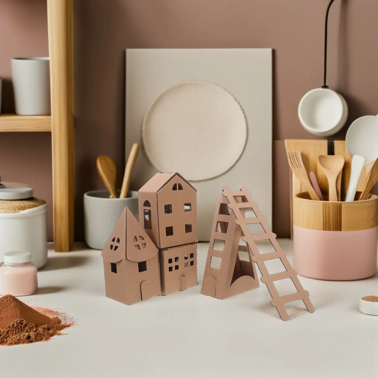 1 Set Kinder-Kartonhaus Miniatur-Bausatz für Kinder DIY Bastelaktivität Heim- und Schulprojekte Tragbares Spielhaus Dekoration