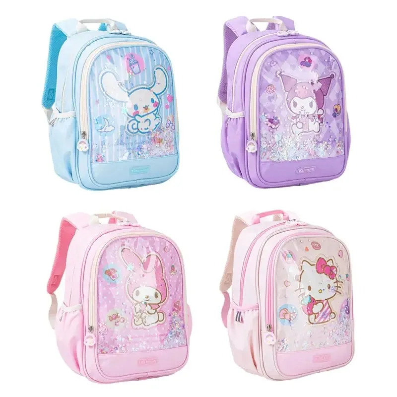 Sanrioed Kuromi Melody Cinnamoroll Hello Kitty plecak dla dzieci śliczny tornister uczeń kreskówka torba na ramię o dużej pojemności prezent