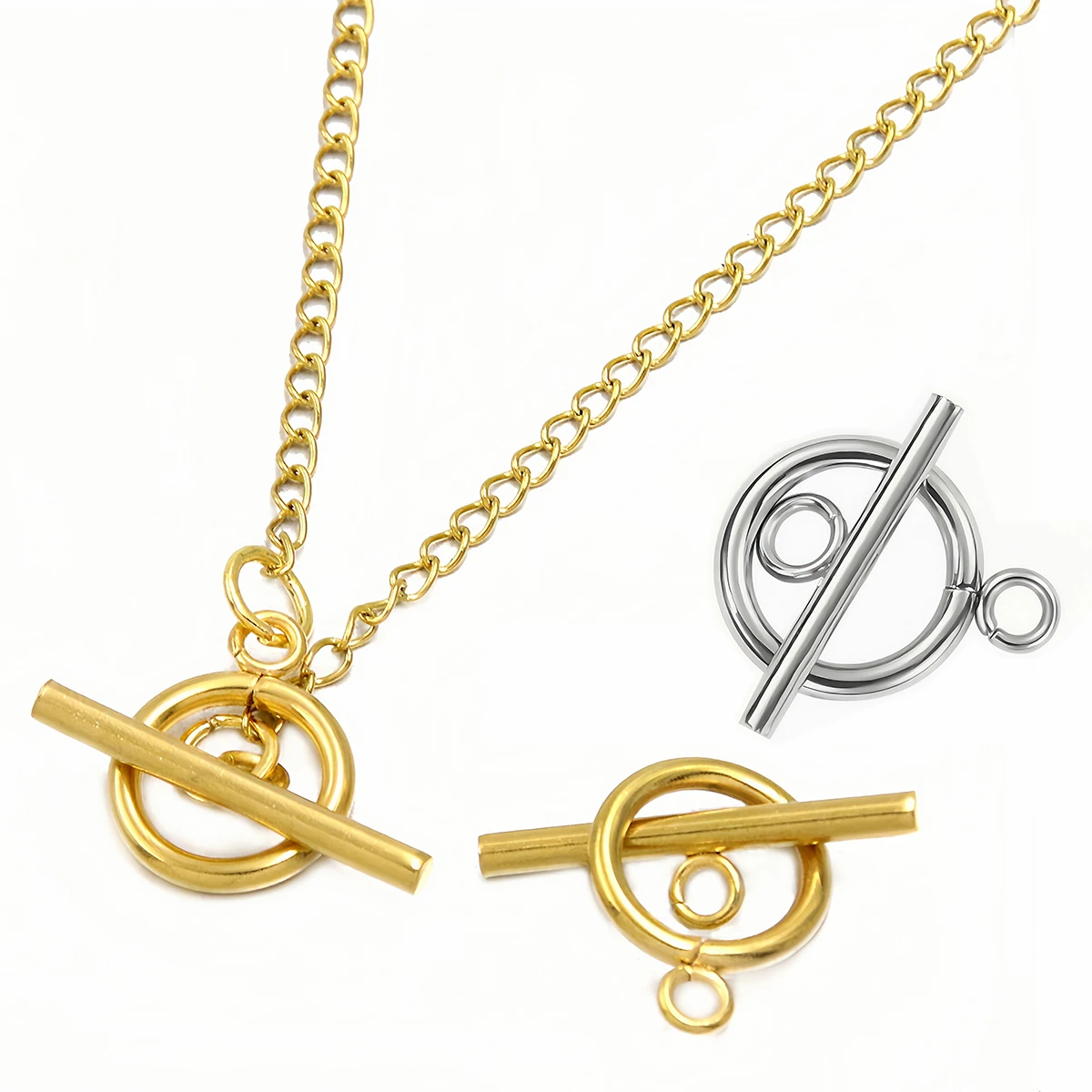 4 セットステンレス鋼 OT クラストグルクラスプ 18 k ゴールドネックレスコネクタブレスレットフック DIY ジュエリー作成アクセサリー