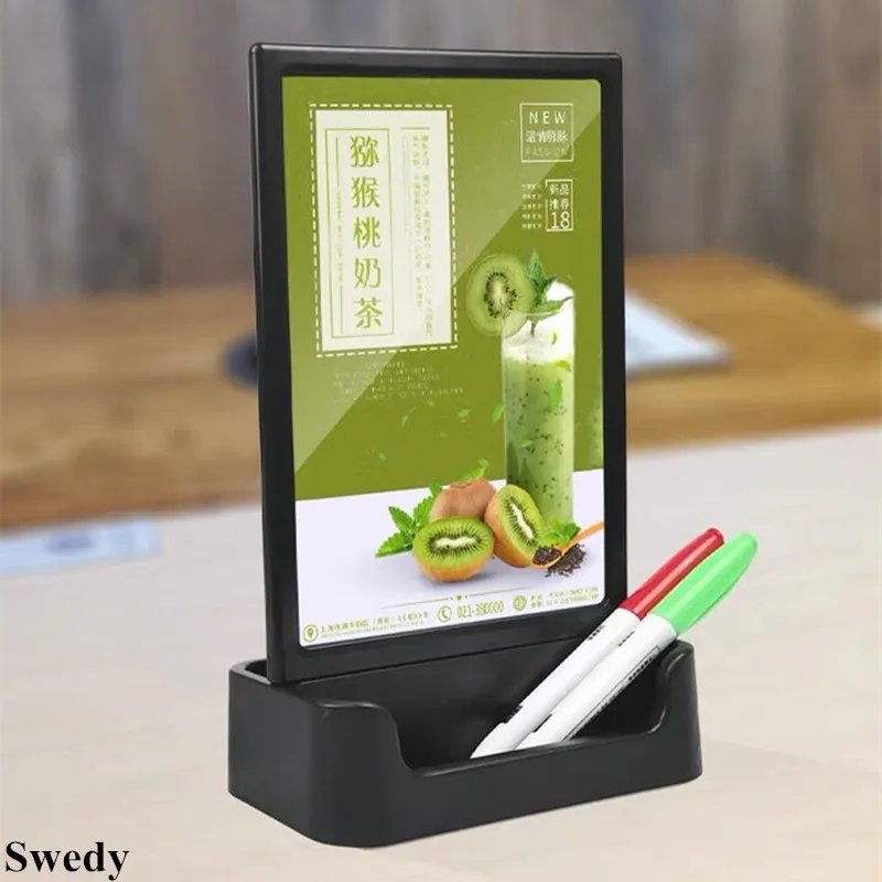 A4 210x297mm Double Side Table Plastic Sign Holder Display Stand Restaurant Menu Paper Card Holder 8.5 x 11 Inch Ad Poster Frame