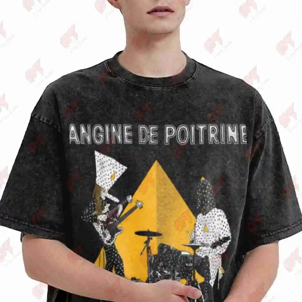 Angine De Poitrine Pyramid Graphic Rock Vintage Washed Tee Pure Cotton T-Shirt