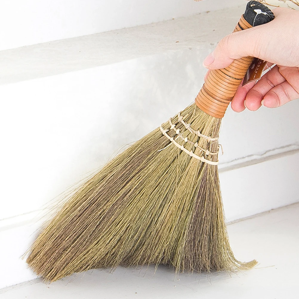 

2Pcs Wooden Desktop Cleaning Lightweight Compact Home Broom Tool Straw Handmade Dustpan Sweeping Small Garbage House Broom