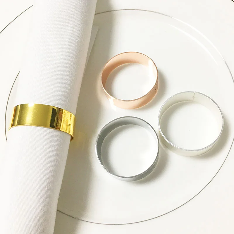 Napkin Rings Holders New Simple Gold Sliver Circle Buckle Novelties Becket For Hotel Wedding Party Event Dining Table Decoration