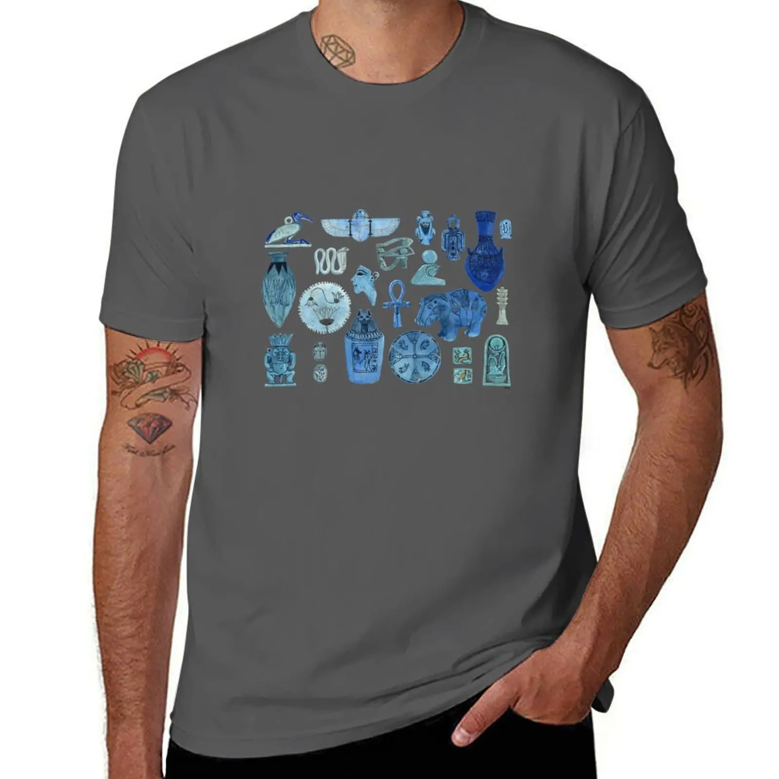 

EGYPTIAN FAIENCE-navy blue T-Shirt clothes anime figures fruit of the loom mens t shirts