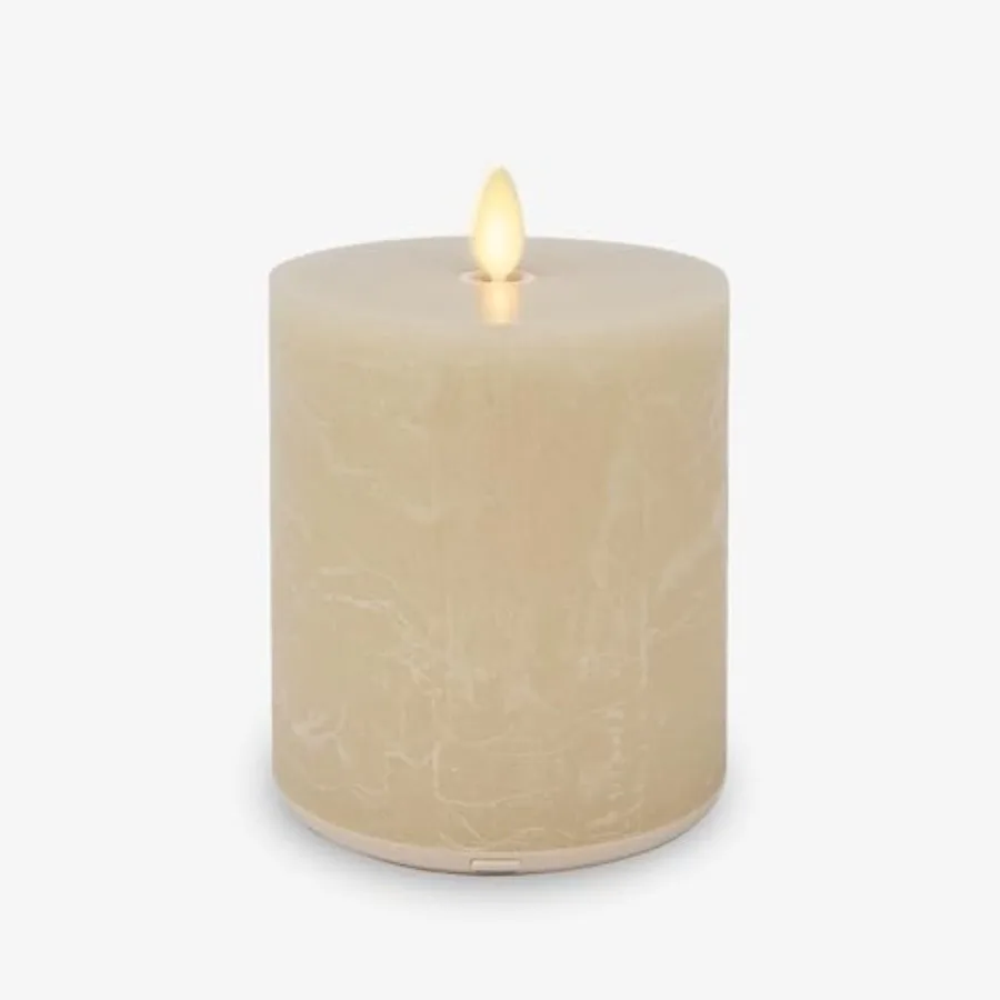 

Seaglass Rechargeable Flameless LED Candle, 5., Moving Flame Pillar Timer, USB Type-C Charging Cable, Unscented Real Wax