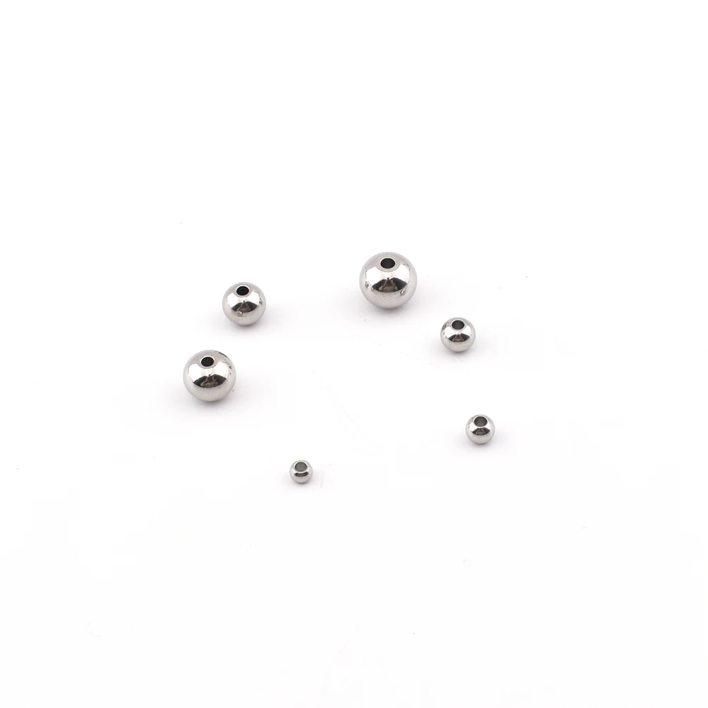 10-100Pcs/Lot 3-8mm Stainless Steel Loose Beads Diy Handicraft Accessories Findings Metal Spacer Beads For Jewelry Making