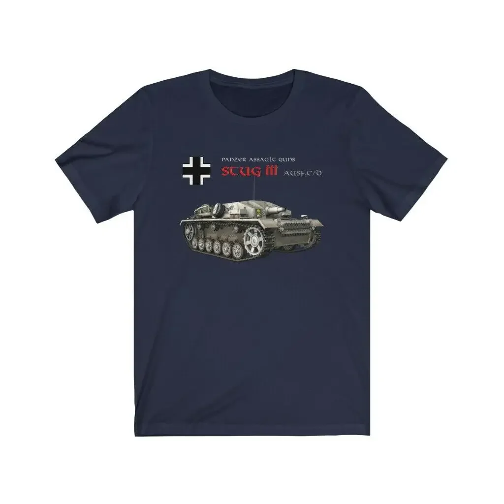 WWII German Army Panzer Assault Gun StuG III Tank Destroyers T-Shirt 100% Cotton O-Neck Summer Short Sleeve Casual Mens T-shirt