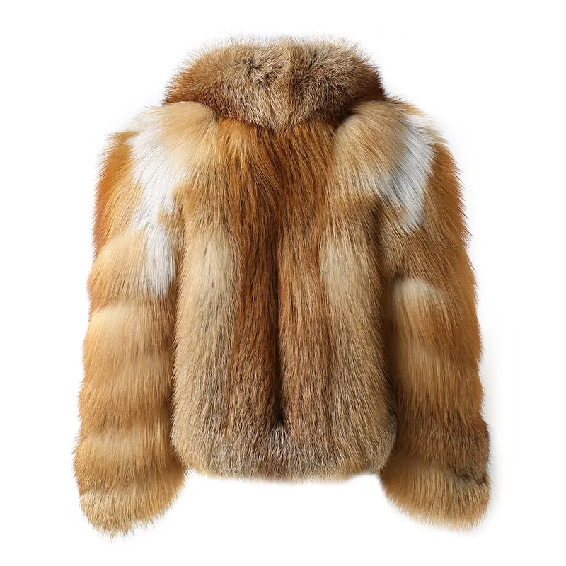 Women's Winter Fox Fur Coats 2024 Warm Natural Fur Jackets Lady Luxry Crop Coat Stand Collar