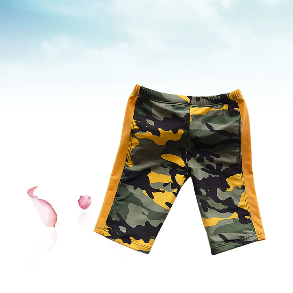 

Boys Camouflage Swim Shorts Quick Dry High Elastic Waistband Drawstring For Outdoor Indoor Swimming Training Size L Yellow