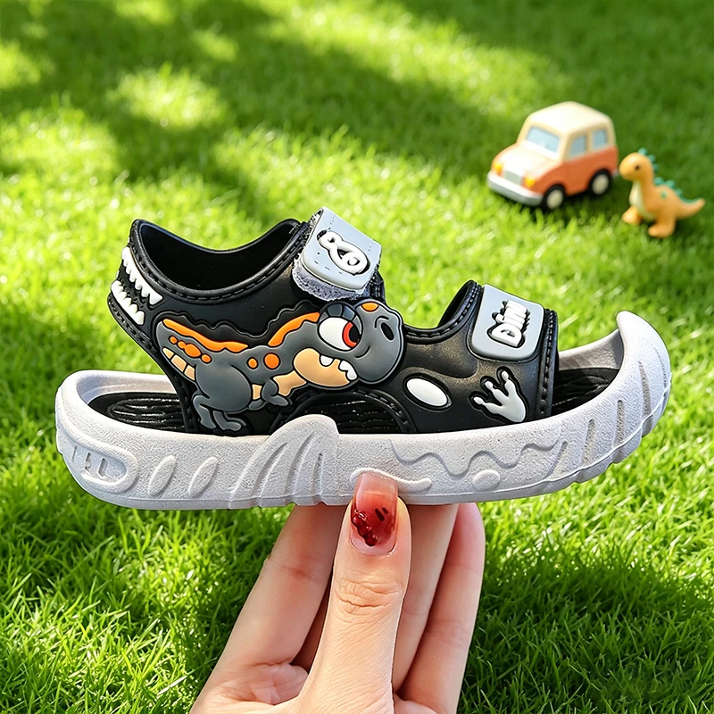 3D-Dinosaurier-Sportsandalen für Kleinkinder, geschlossener Zehenbereich, kollisionssicher, verstellbarer Riemen, rutschfeste Sommerschuhe mit weicher Sohle für den Außenbereich – Detail 9
