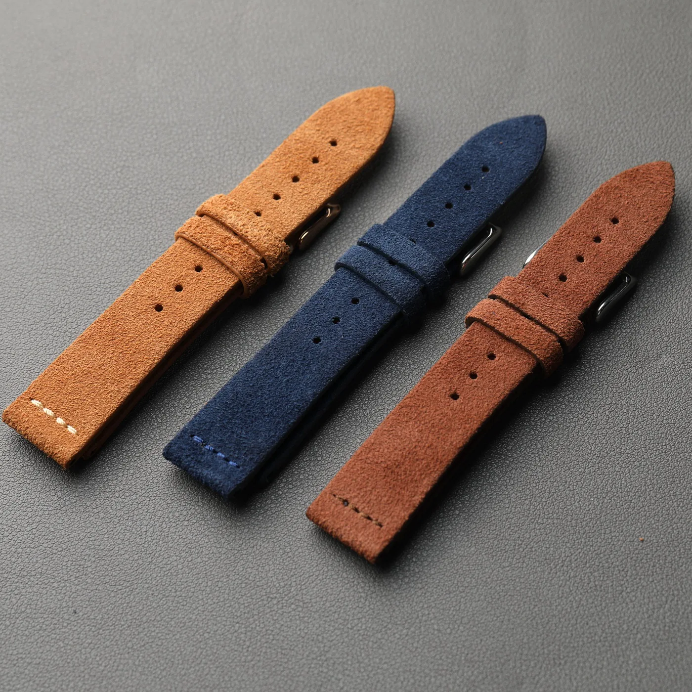Handmade suede frosted strap, 18 19 20 22MM soft ultra-thin leather strap, vintage style men's watchband