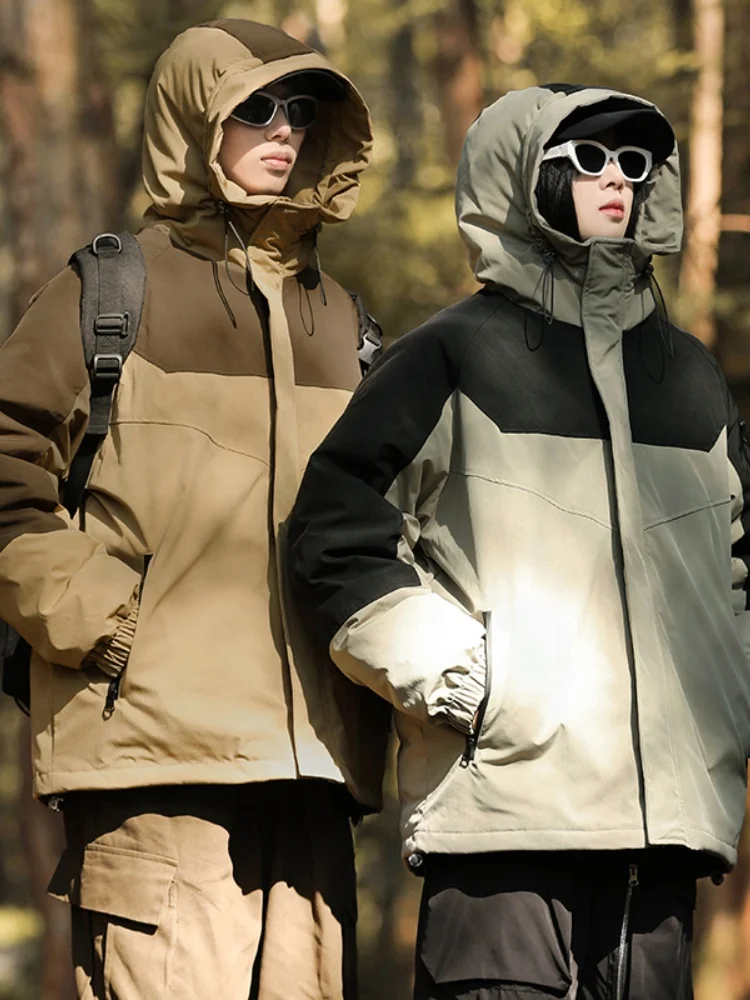 

Зимняя новинка: мужская куртка-пуховик в корейском стиле с капюшоном, 90% белый пух, утепленная, свободного кроя, цветной, для пар