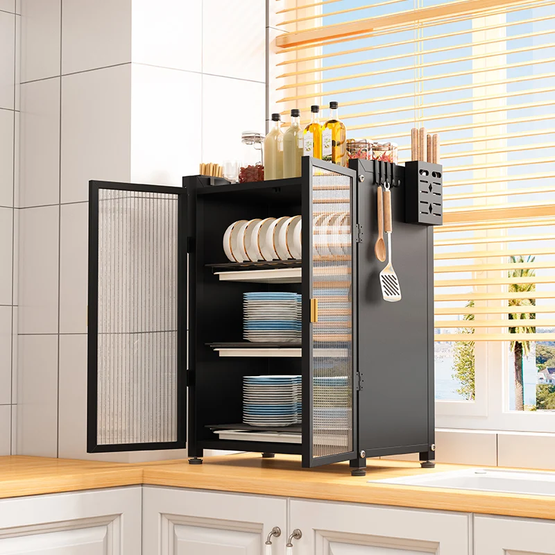 Drainage Cupboard Saves Kitchen Space Multi-functional Kitchen Dinnerware Storage Cabinet image 5