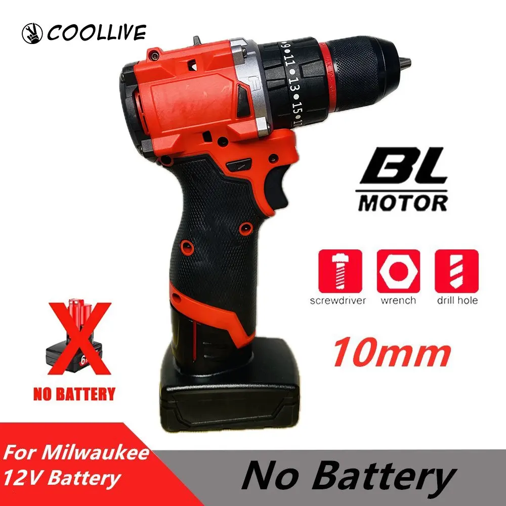 10mm Small Impact Drill Brushless Electric Drill Cordless Screwdriver of Decoration Team Power Tools For Milwaukee 12V Battery