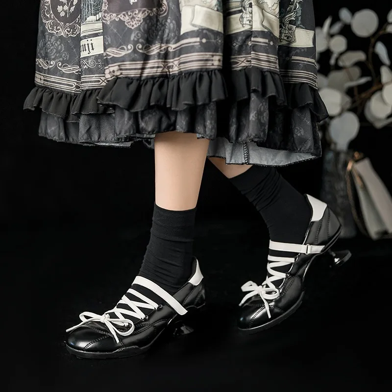 

New Women's Shoes Exquisite Round Head Sports High Heels for Woman Fashion Bow Lolita Casual Shoes Designer Shoes Zapatos Mujer