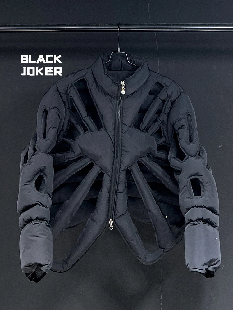 BLACK JOKER Original design Hollowed out Cotton clothes High street style 3D cutting Thickened Padded jacket Men's winter jacket