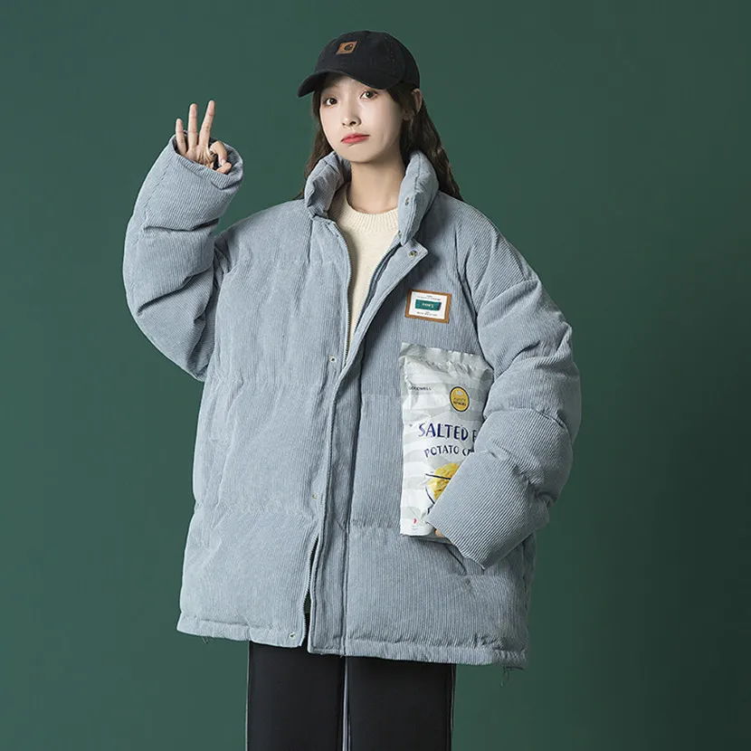 

Мужская зимняя утепленная куртка из вельвета, повседневная верхняя одежда свободного кроя, молодежная модная свободная куртка с хлопковым наполнителем