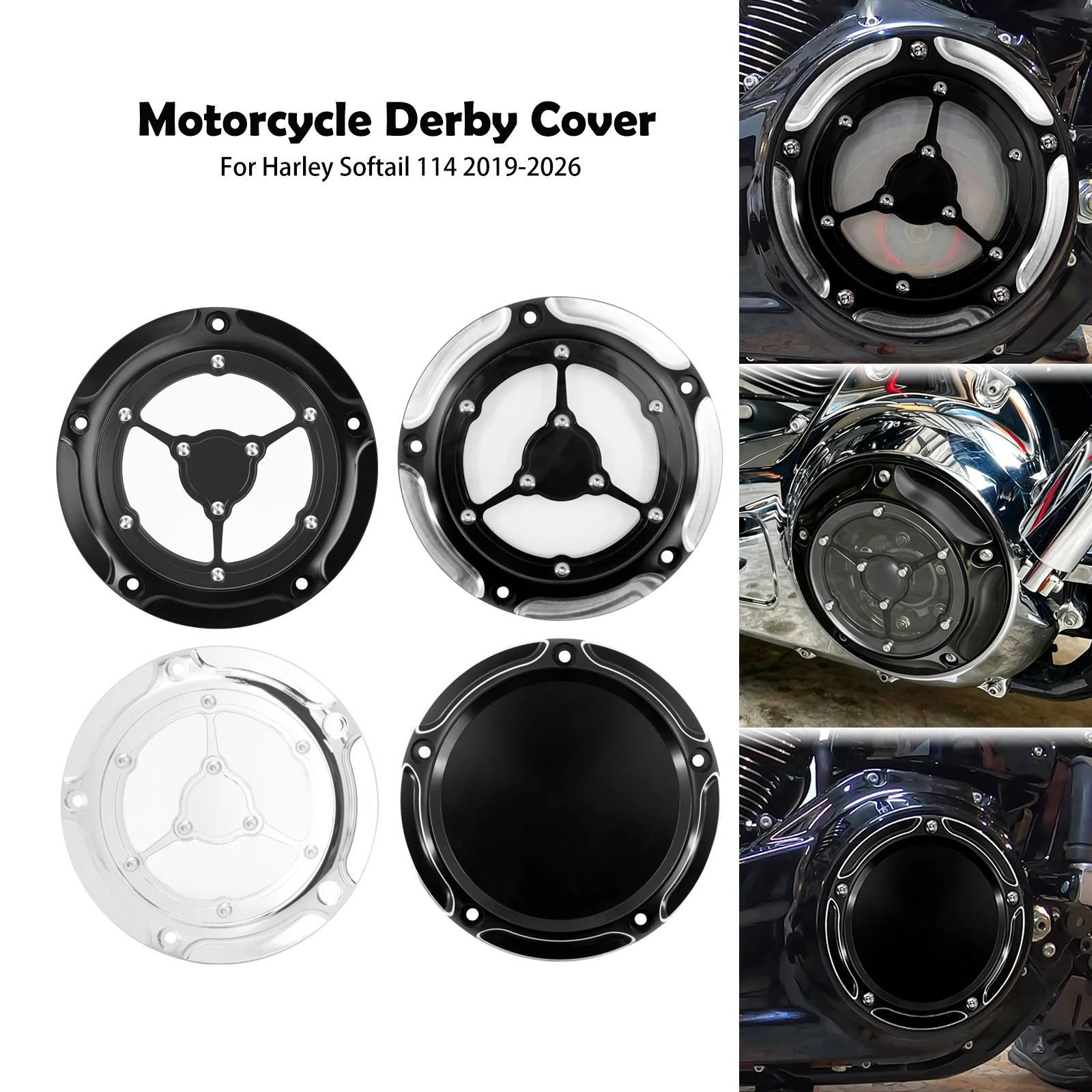 Motorcycle 5 Holes Derby Cover Engine Clutch Cover For Harley Softail 114 2019-26 Breakout Fat Boy Low Rider Heritage Street Bob