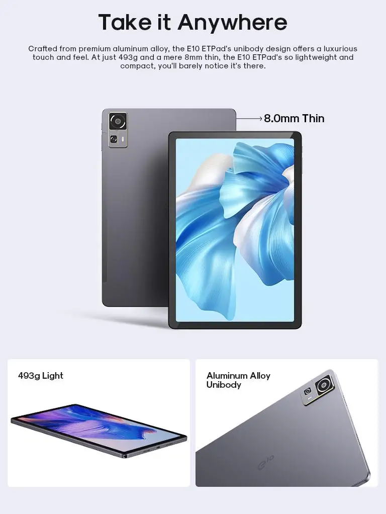 Acer Gadget E10 ETPad Tablet Snapdragon685 10.95-inch 1920x1200 Google WidevineL1 Display 8GB RAM 128GB ROM 2.4G/5G