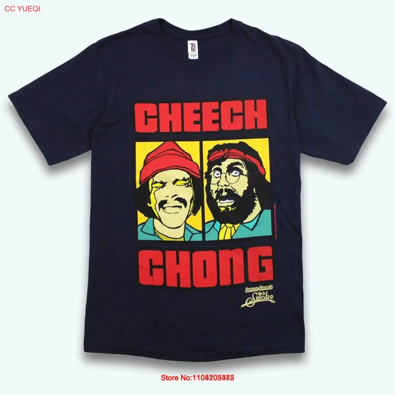 Cheech and Chong Up in Smoke camiseta para hombre pequeño azul oscuro 50 vintage lavado ropa de diseñador ropa de calle suave versátil