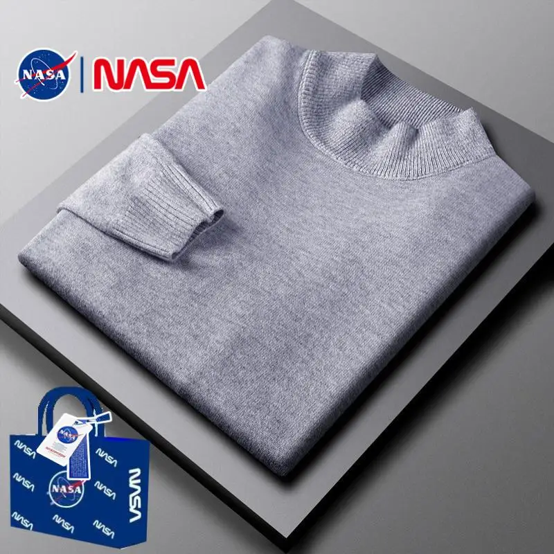 

Мужской вязаный свитер Collaboration с высоким воротником, теплый базовый слой, зимний топ, модное полиэфирное волокно, на подкладке, девять...