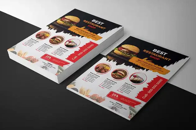 Servicio de impresión de papel personalizado para restaurante, volantes de menú de comida para llevar, A5, A6, 100/200 piezas