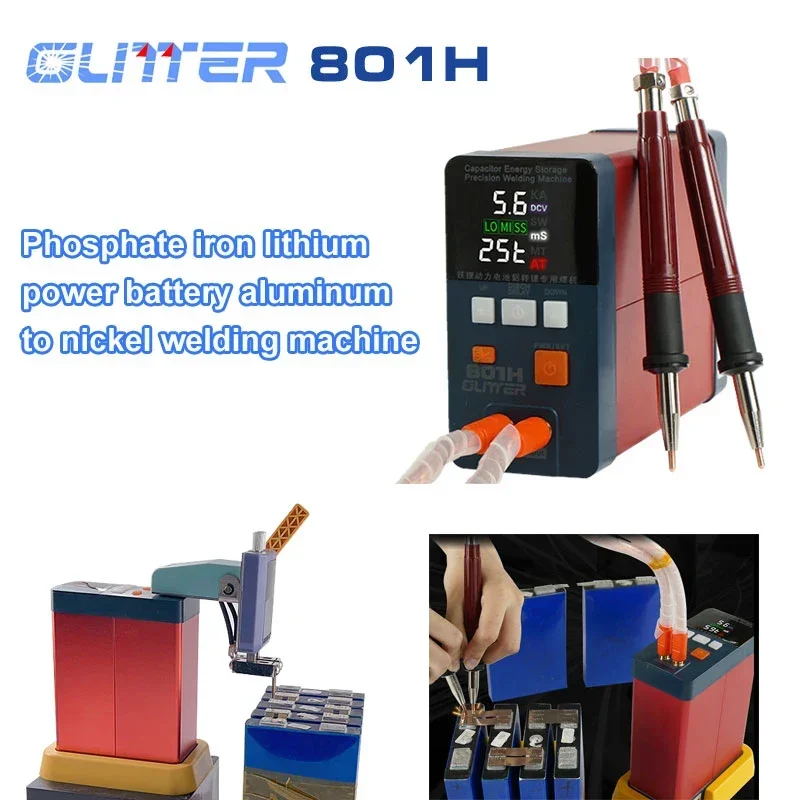 

LHGlitter 801H 19.8KW 0.05-0.4mm Spot Welding Machine with 73SA Fixed Spot Welding Head 75A Spot Welding Pen for Battery Packs