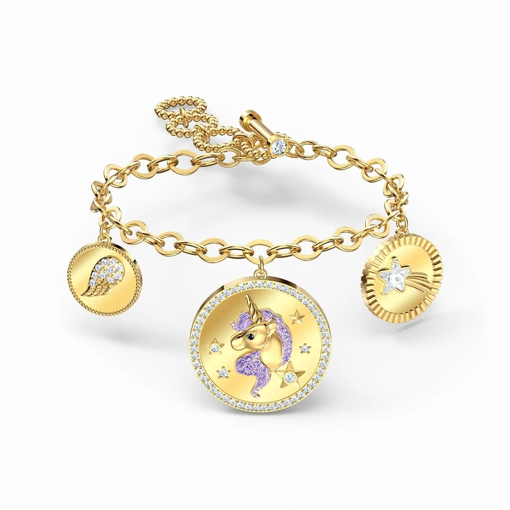 

Браслет с подвесками в виде единорога и звезды - сверкающее украшение для повседневной носки