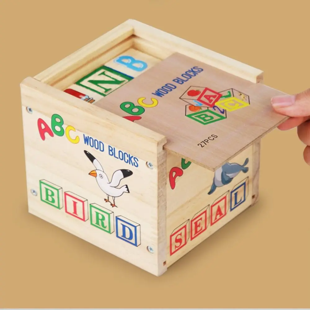 Kognition Lernen Holzbausteine Alphabet & Zahlen Früherziehung Buchstaben Kognitives Spielzeug Cartoon Motorik